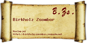 Birkholz Zsombor névjegykártya